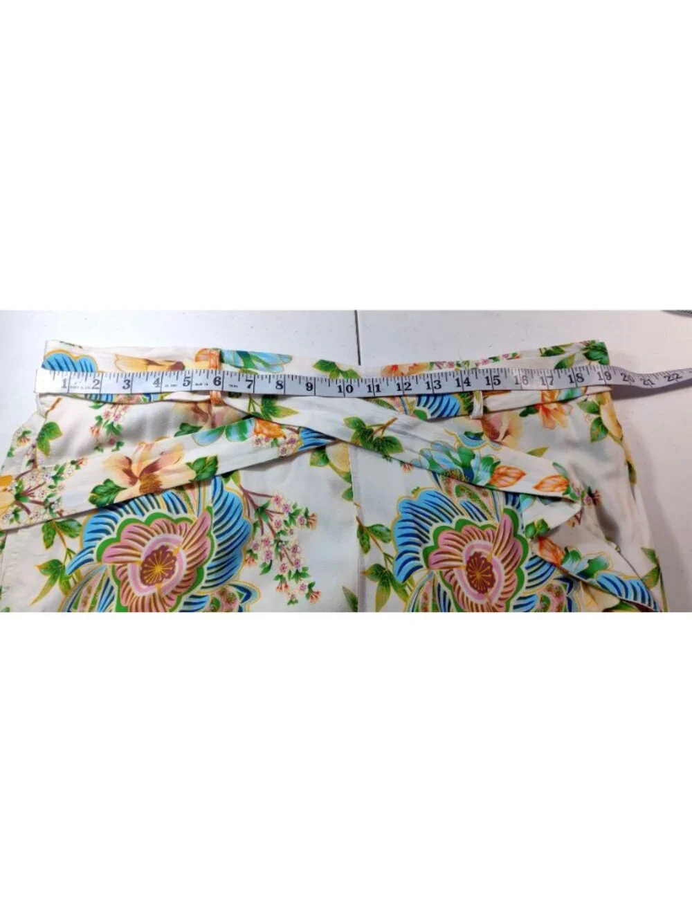 Boho Pants Floral Wide Leg XL CATO Palazzo Scarf Belt Festival Garden Party